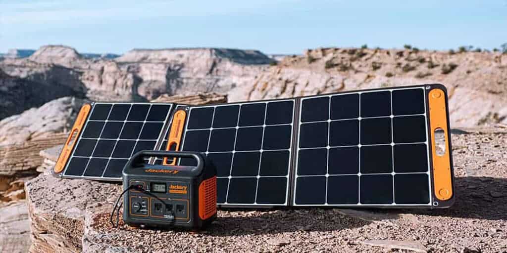 Jackery Solar Generator 1000 kit option including two SolarSaga 100 solar panels