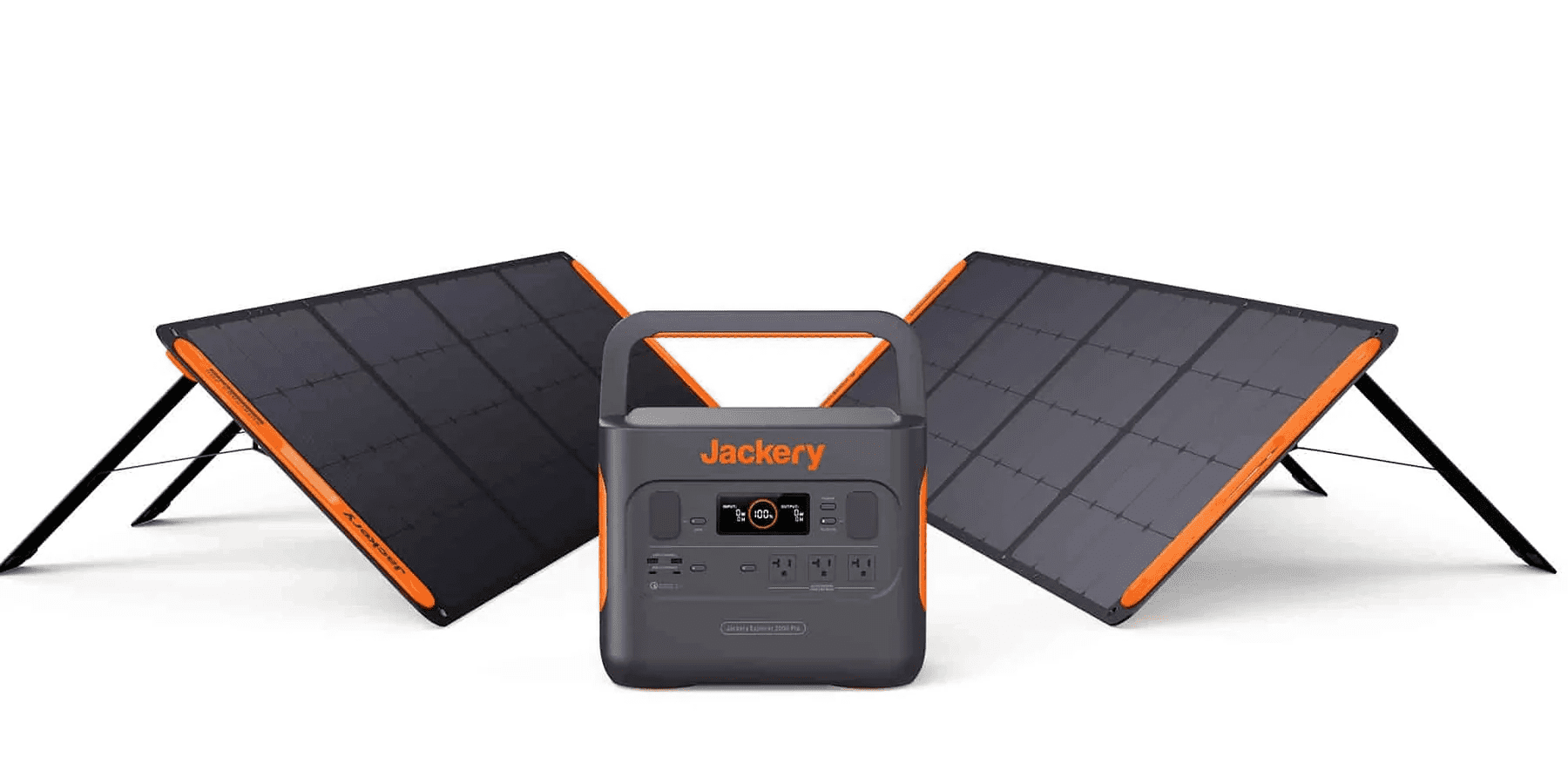 Jackery Solar Generator 2000 Pro kit with two compatible solar panels